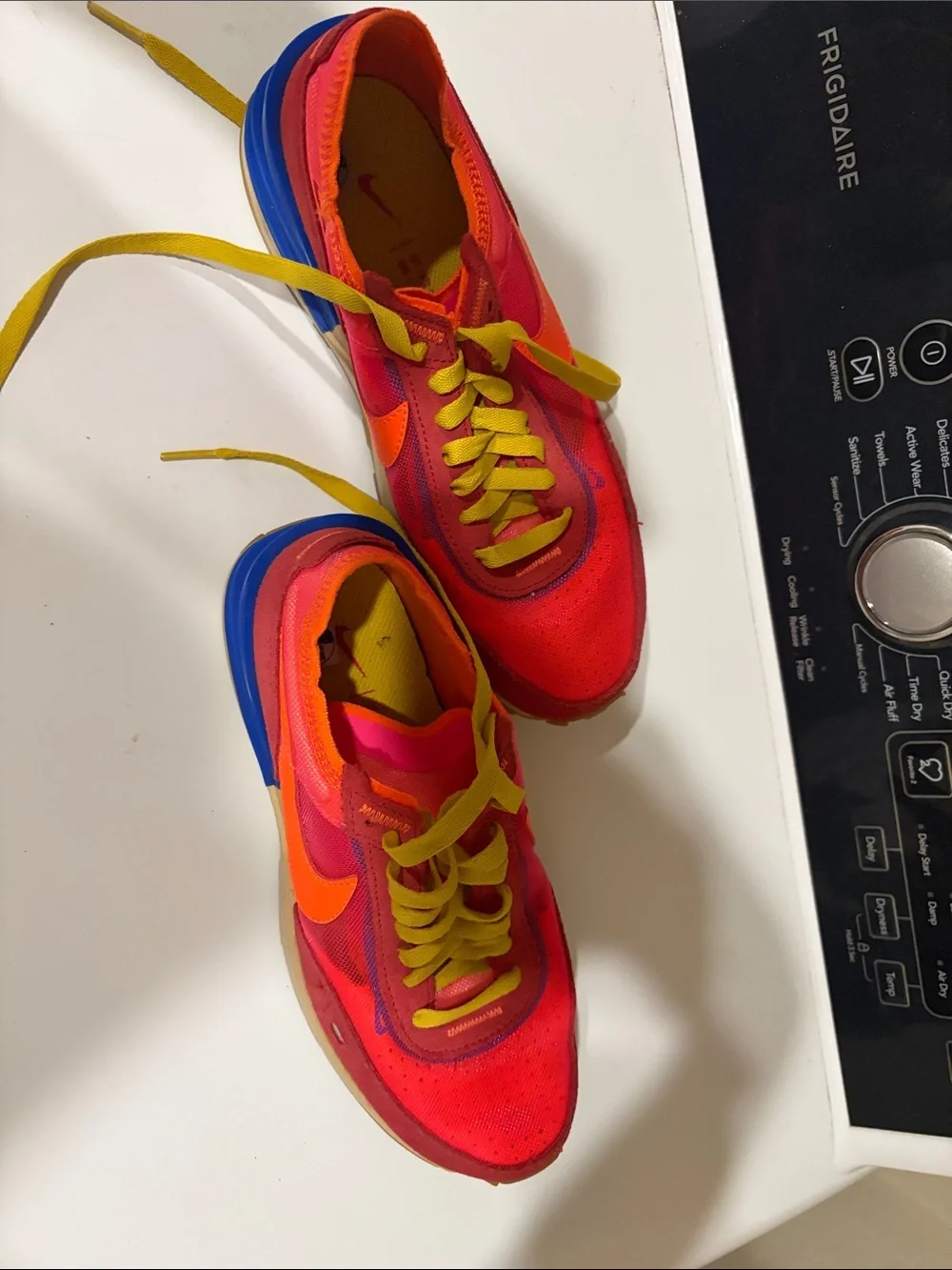 Nike Kids Bright Red & Orange Sneakers with Yellow Laces